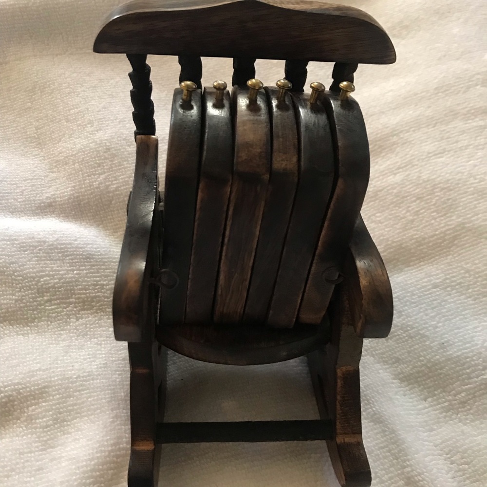 Wood Coasters with Rocking Chair Holder - Picture 3 of 4